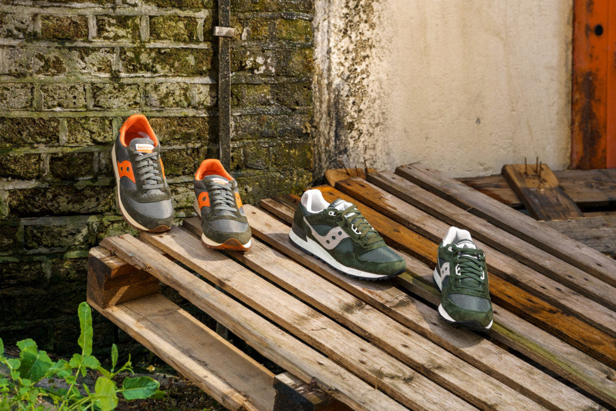 Saucony Grid 9000 heritage trainer on steel scaffolding frame