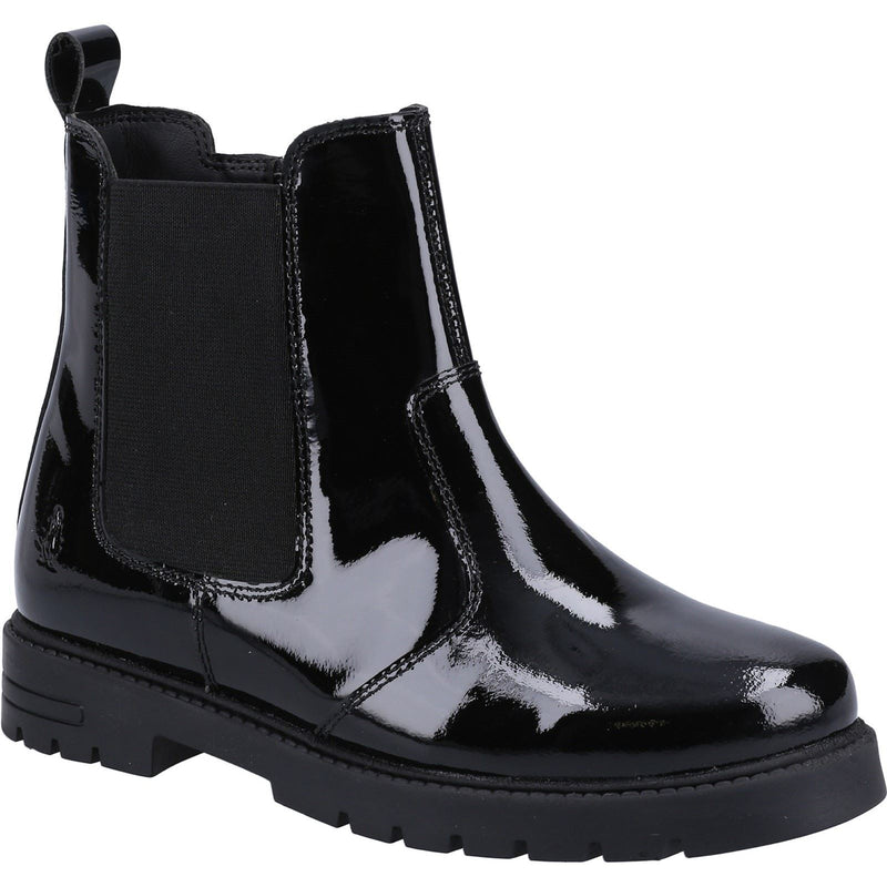 Hush Puppies Laura Patent Leather Youth Girl's Black Boots