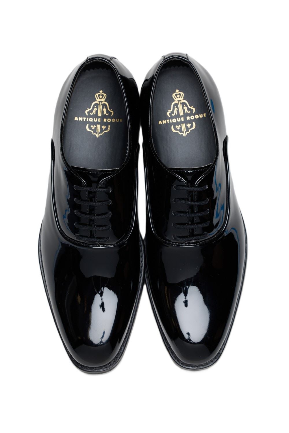 Antique Rogue Thorne Patent PU Leather Men's Black Lace-Up Shoes