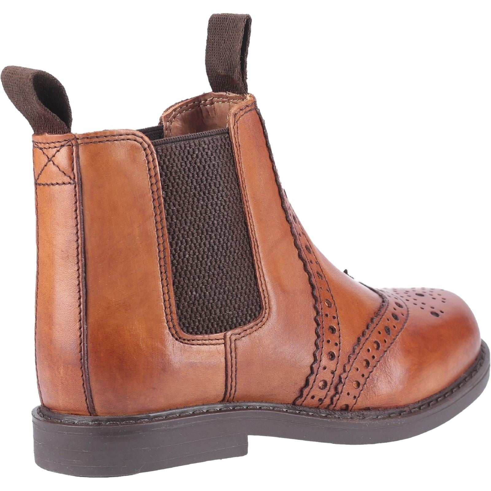 Cotswold Nympsfield Leather Boy's Tan Flat Chelsea Boots