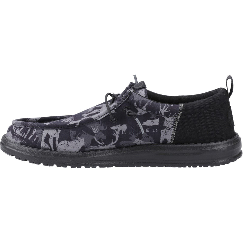 HEYDUDE Wally Funk Hunt Camo Canvas Men's Black Boat Shoes