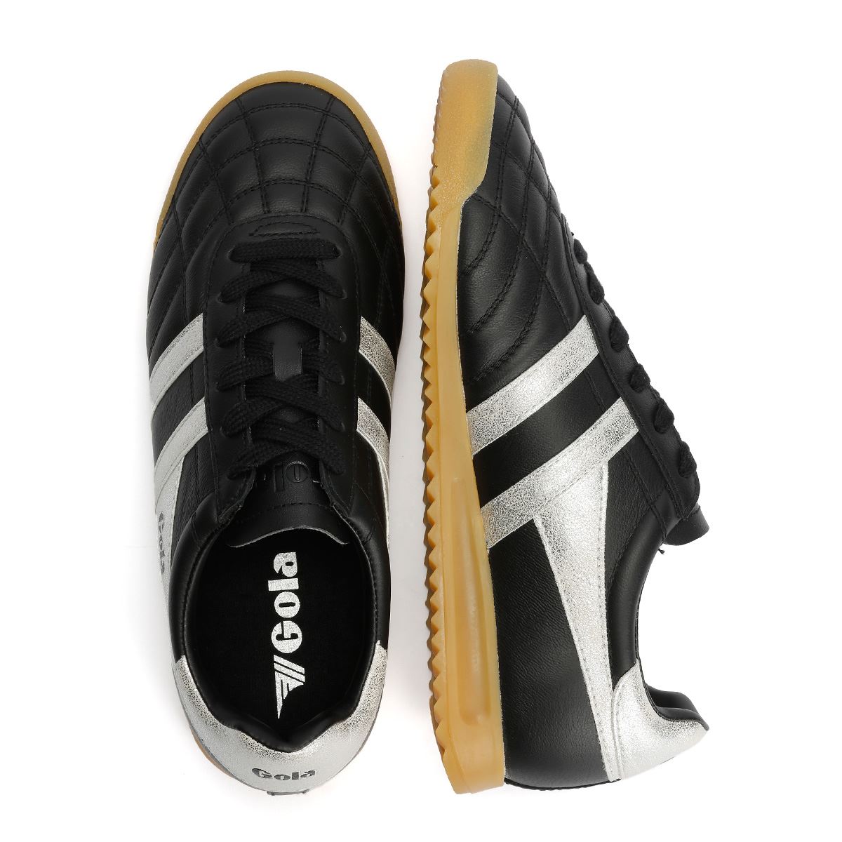 Gola Stadium Leather Women's Black/Silver Trainers