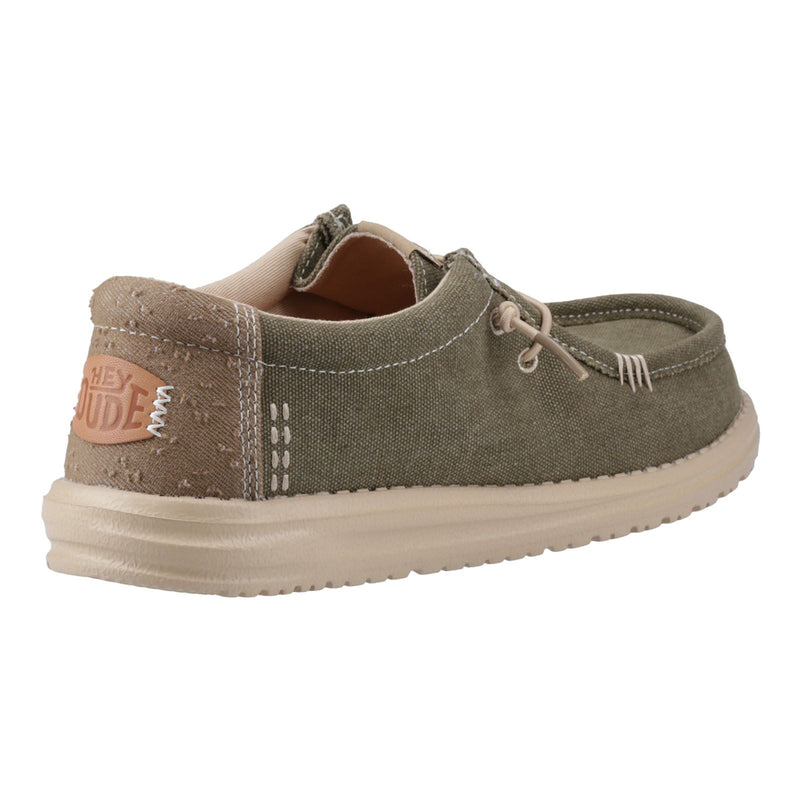 HEYDUDE Wally Workwear Synthetic Blend Men's Dusky Green/Irish Cream Moccasins Shoes