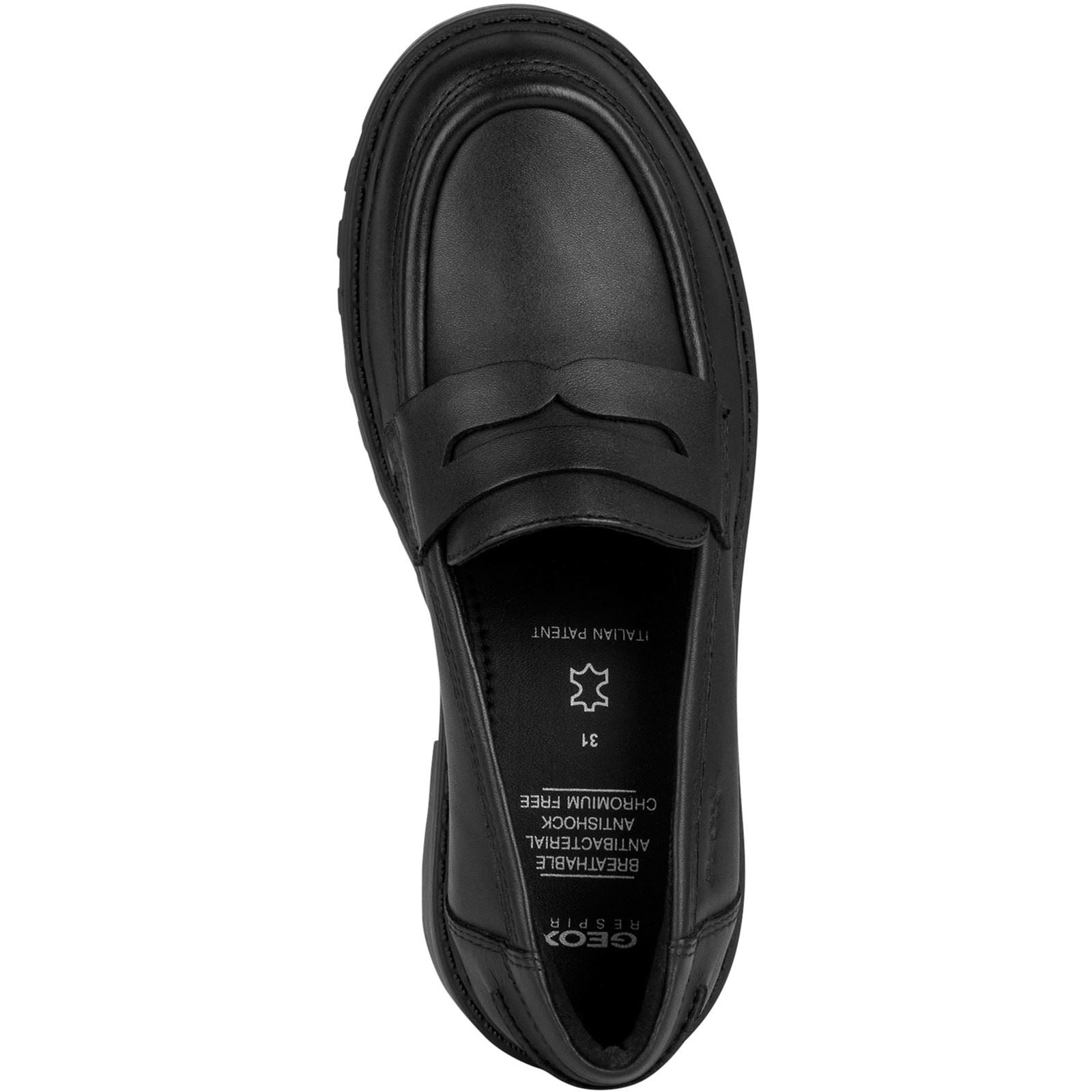Geox J Casey G. C Leather Girl's Black Loafers