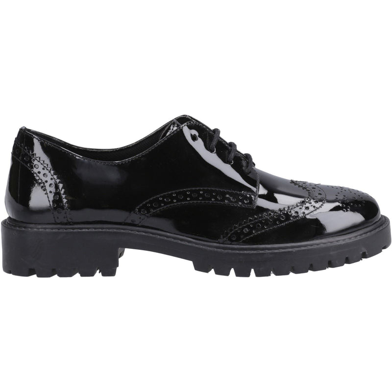 Hush Puppies Athena Patent Leather Youth Girl's Black Brogues