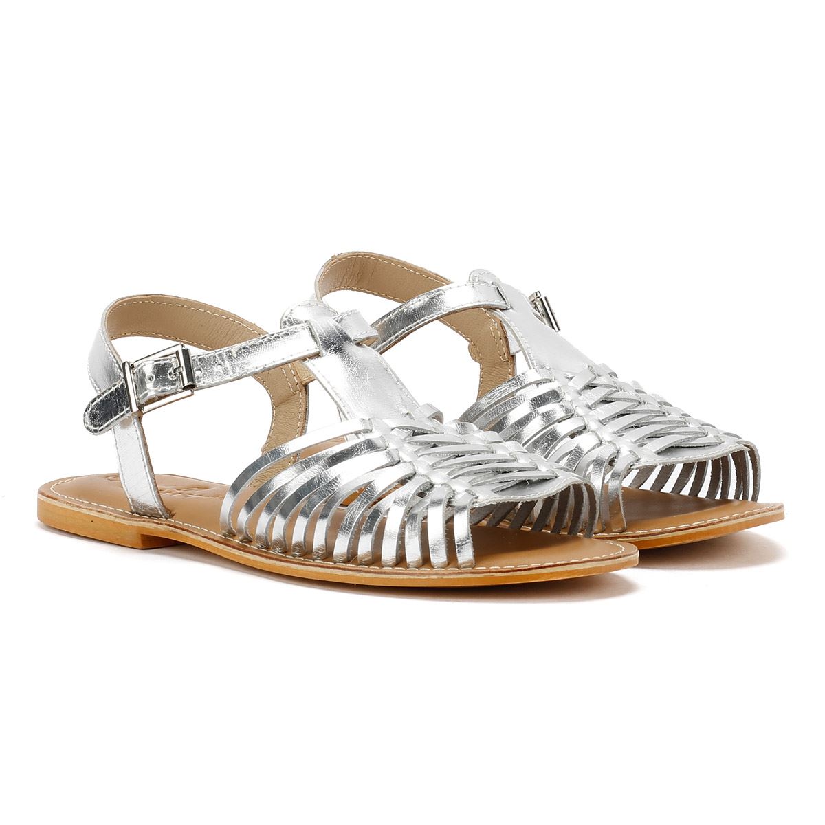 Tower London Hurache Leather Women's Silver Sandals