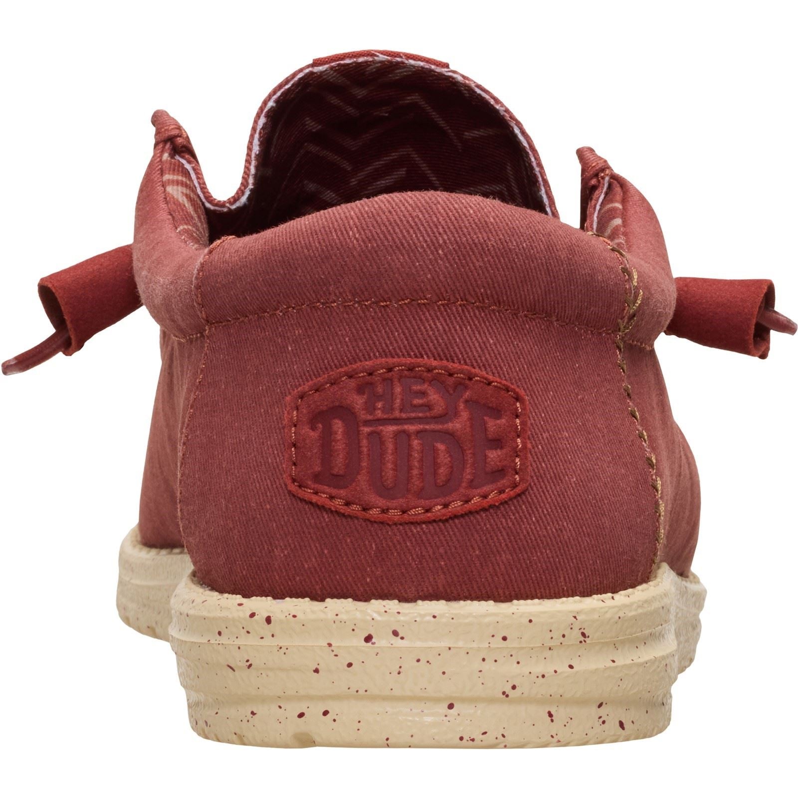 HEYDUDE Wally Stretch Canvas Textile Men's Burnt Red/Boulder Tan Loafers