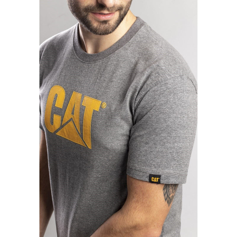 Caterpillar Trademark Logo Cotton Men's Grey T-Shirt
