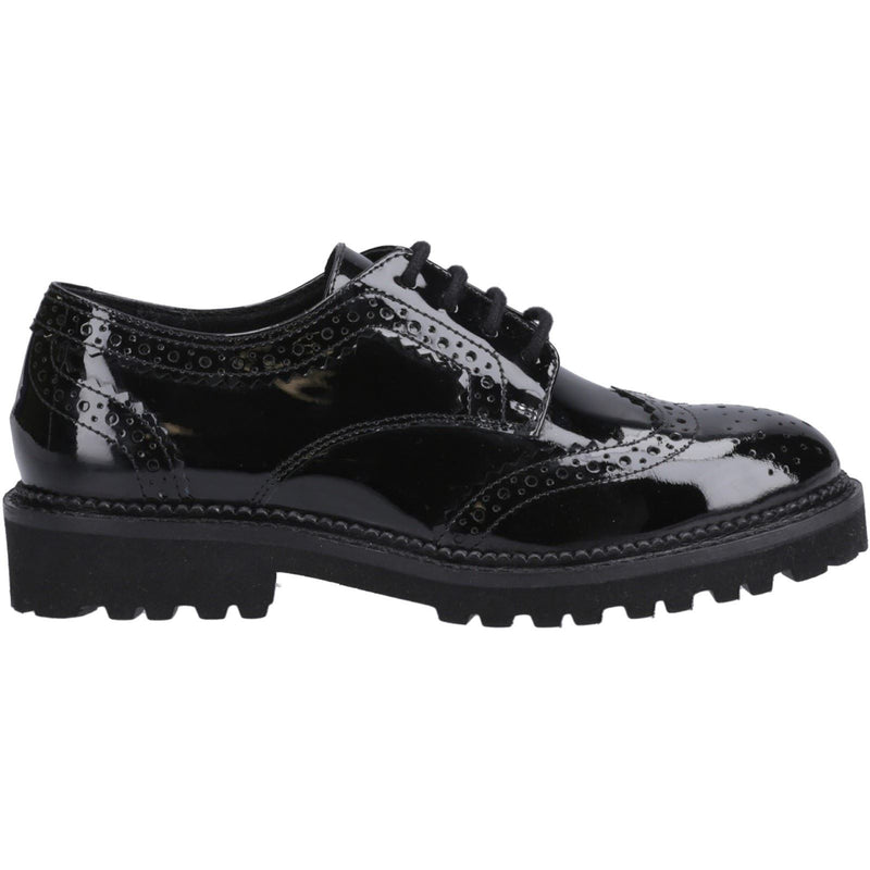 Hush Puppies Gabi Lace Up Patent Leather Youth Girl's Black Brogues