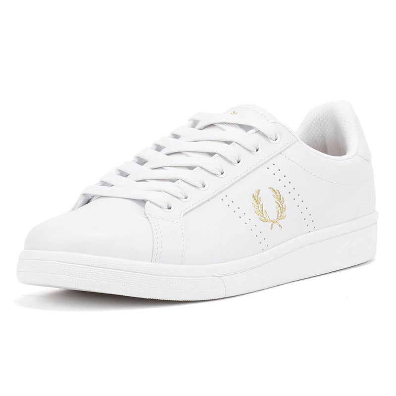 Fred Perry B721 Leather Men's White/Metallic Gold Trainers