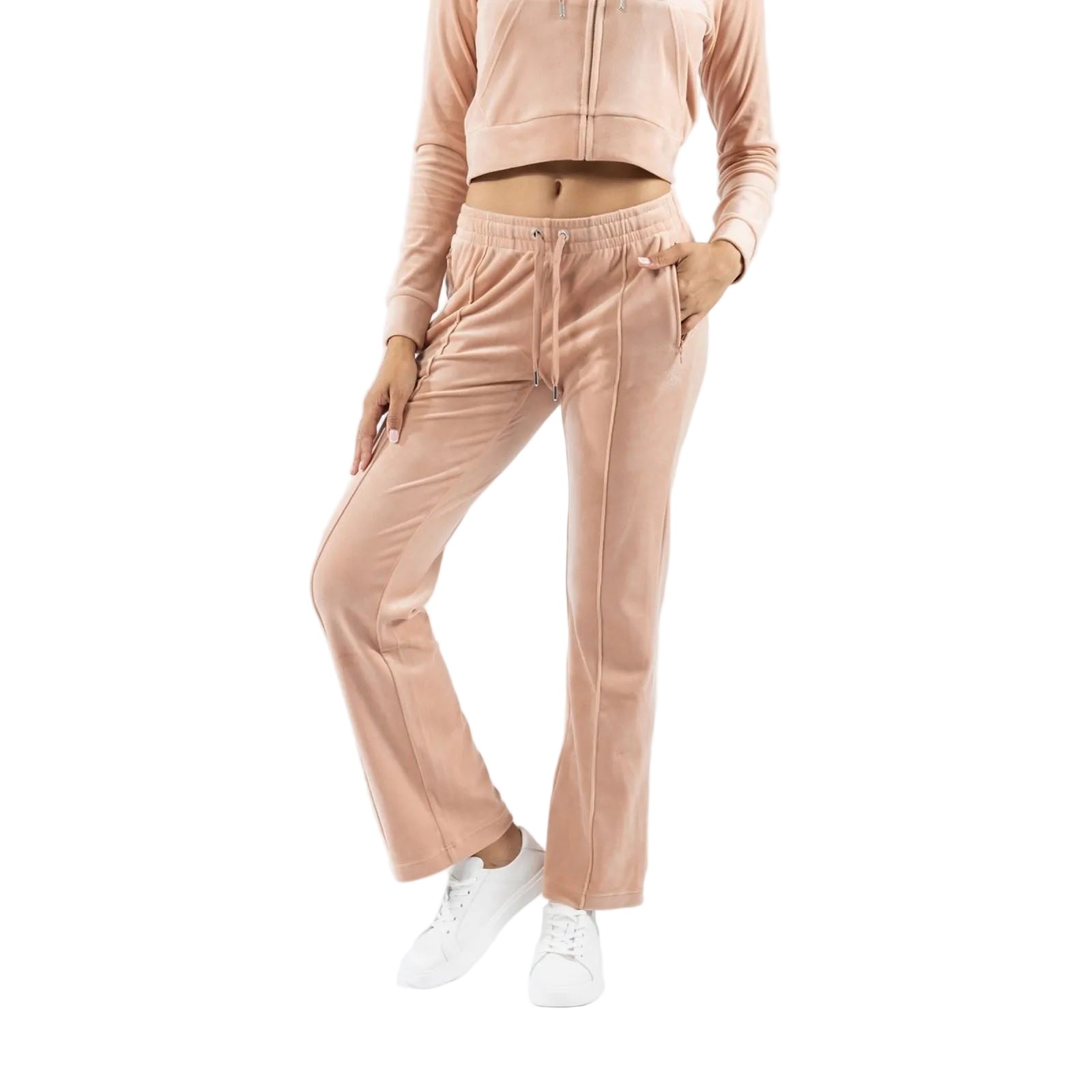 Juicy Couture Velour Track Pant Polyester Women's Beige Joggers