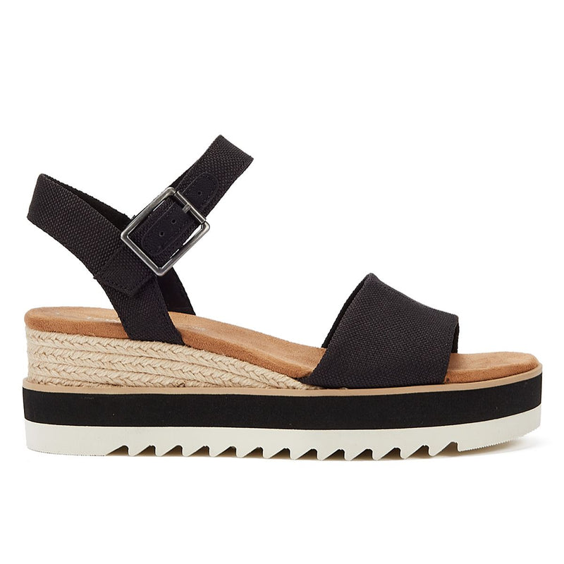 TOMS Diana Canvas Wedge Women's Black Sandals
