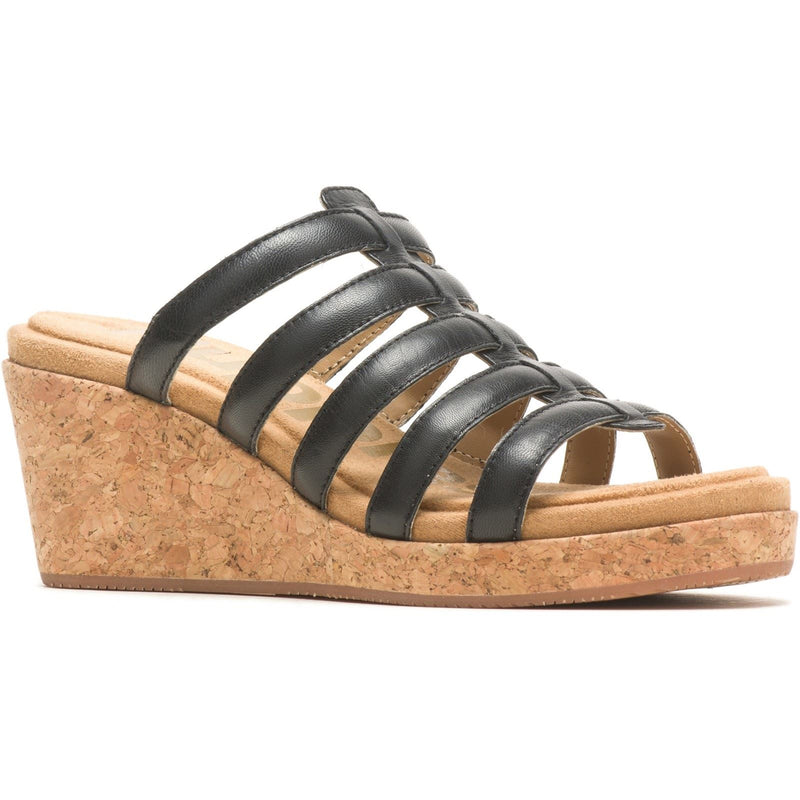 Hush Puppies Willow Slide Leather Women's Black Wedges