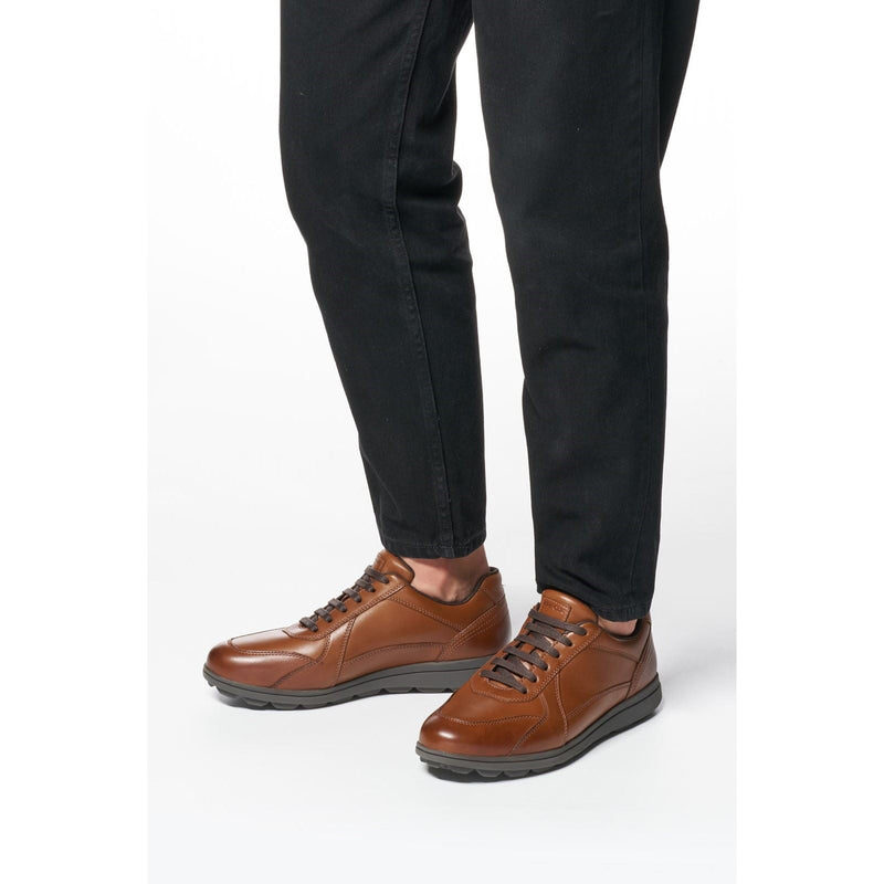 Geox U SPHERICA EC12 Leather Bovine Full Grain Men's Cognac Trainers