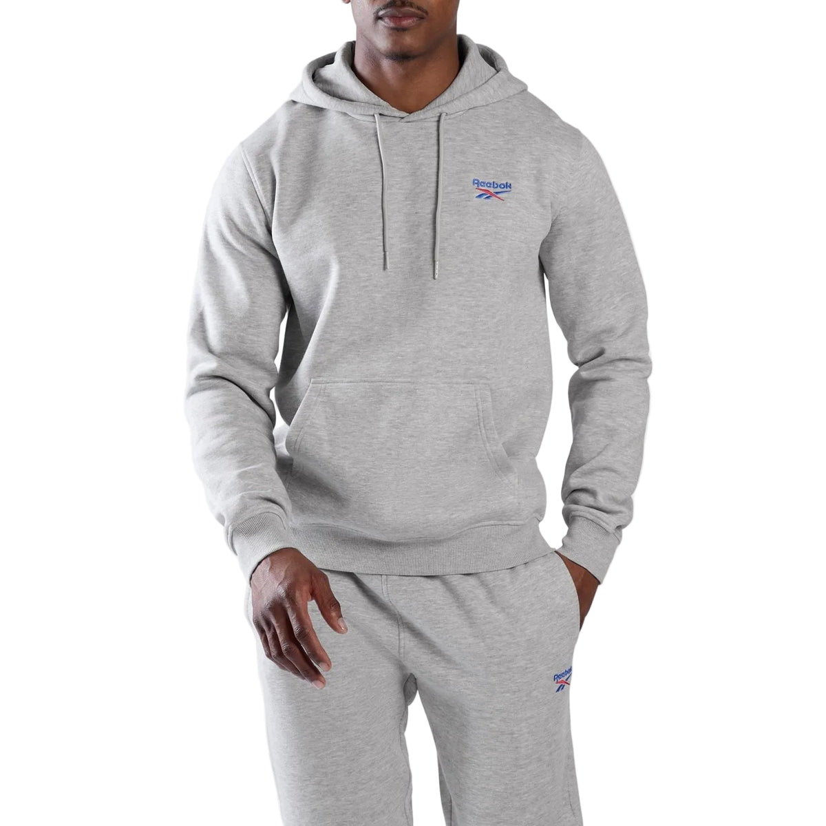 Reebok ID 2-Col Logo Hoodie Cotton Men's Grey Hooded Sweatshirt