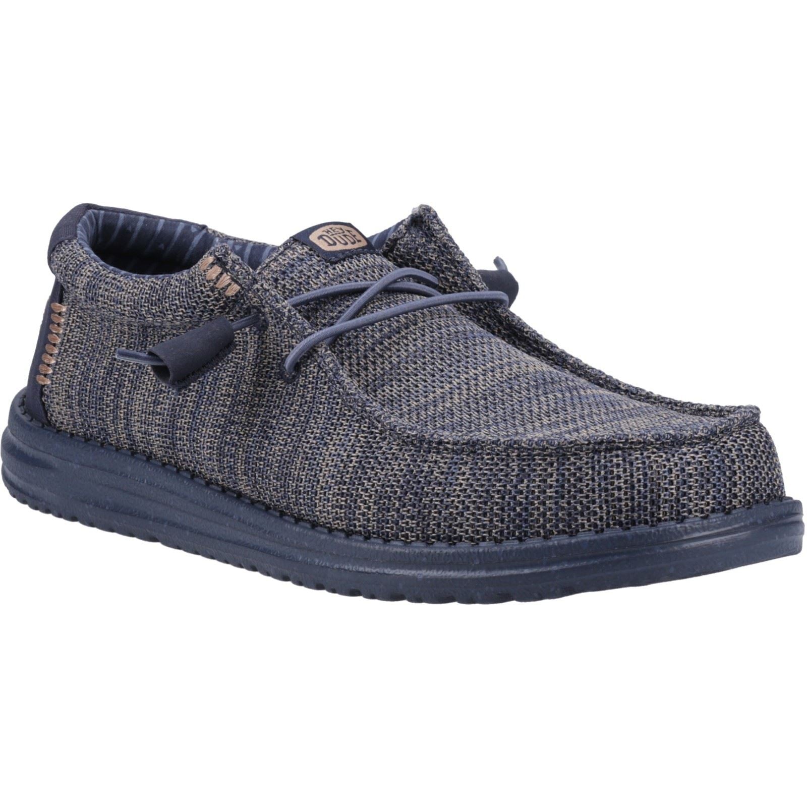 HEYDUDE Wally Stretch Mesh Synthetic Men's Navy Blazer Moccasins Shoes