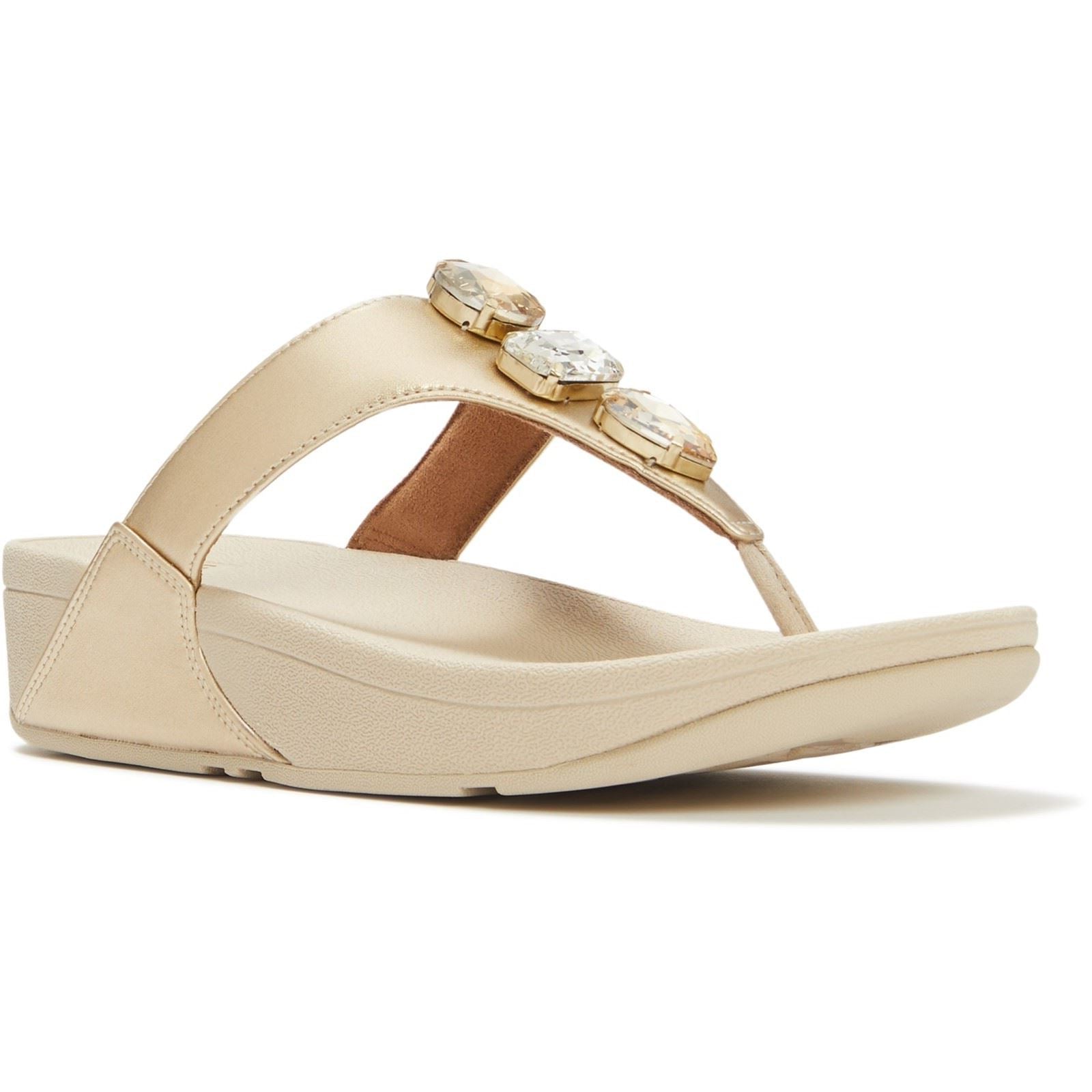 Fitflop Lulu Ultra-Jewel Toe-Post Polyurethane Women's Platino Sandals