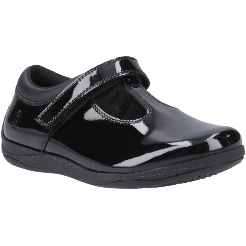 Hush Puppies Caitlin T-Bar Leather Junior Black Shoes