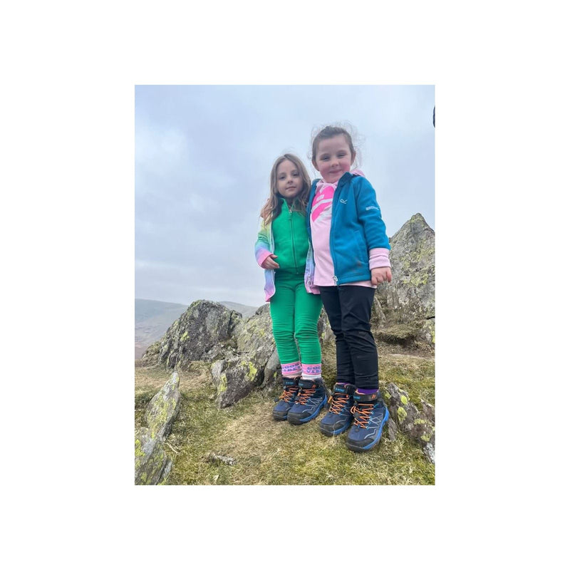 Hi-Tec Blackout Mid Synthetic Soft Shell Junior Navy/Orange/Lake Blue Hiking Boots