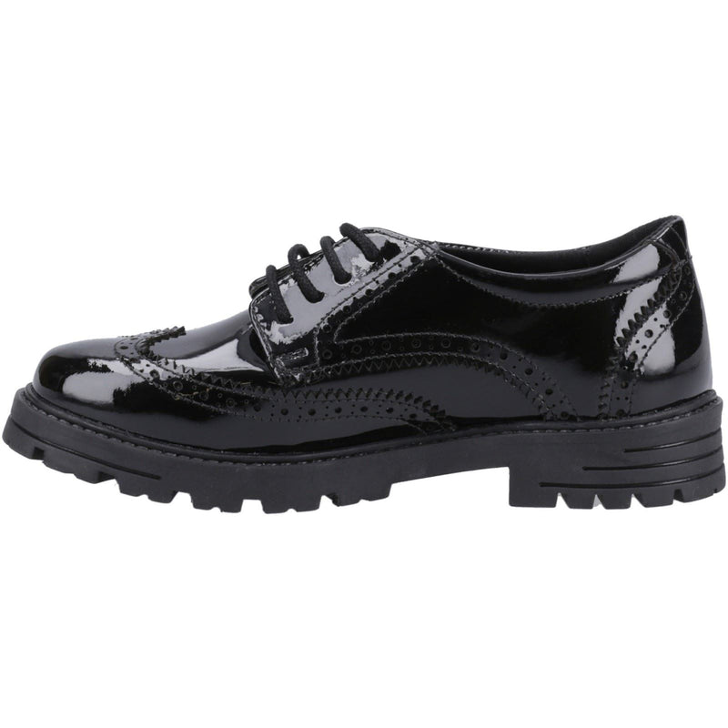 Hush Puppies Maxine Patent Leather Junior Black Brogues