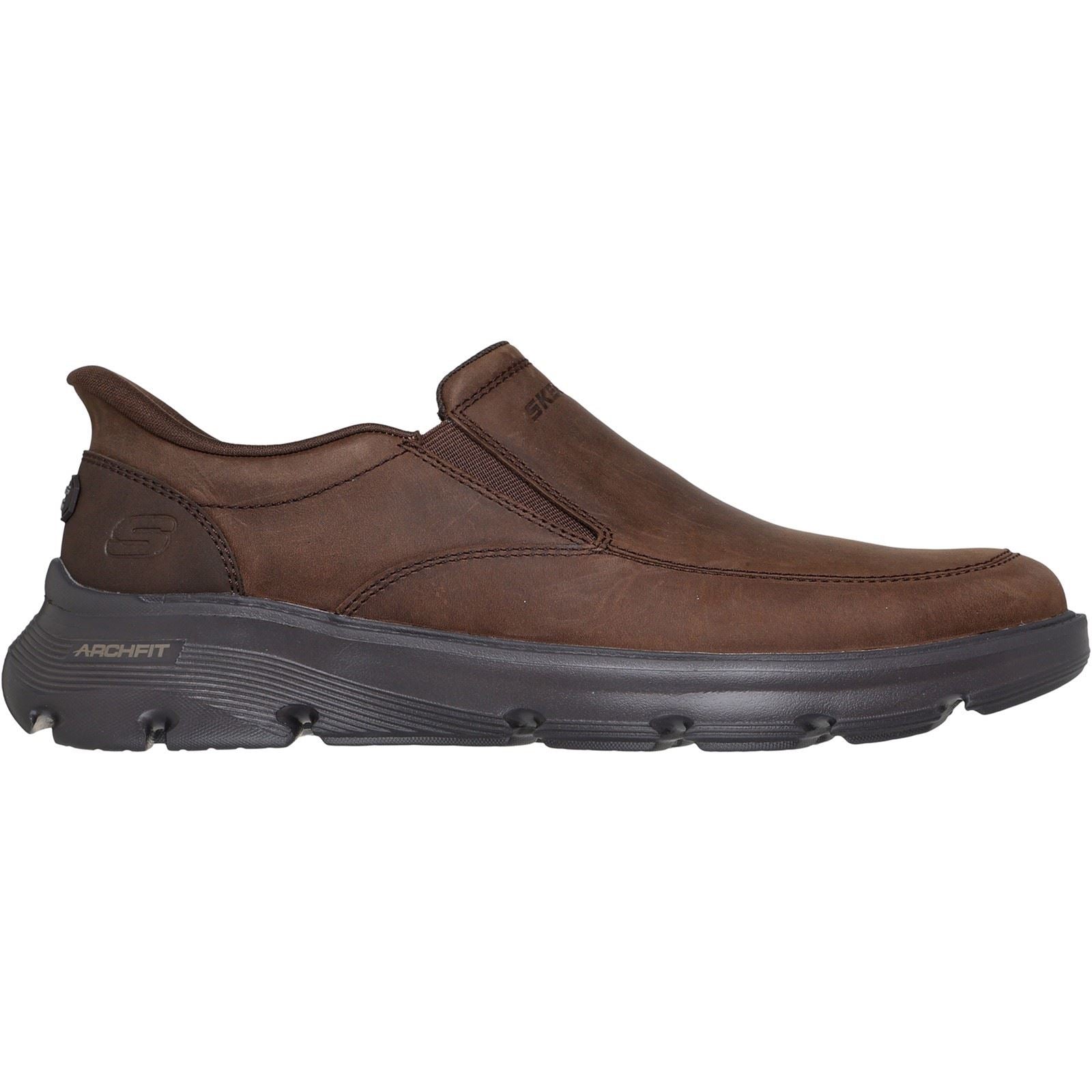 Skechers Arch Fit Garza Umar Leather Men's Cocoa Loafers