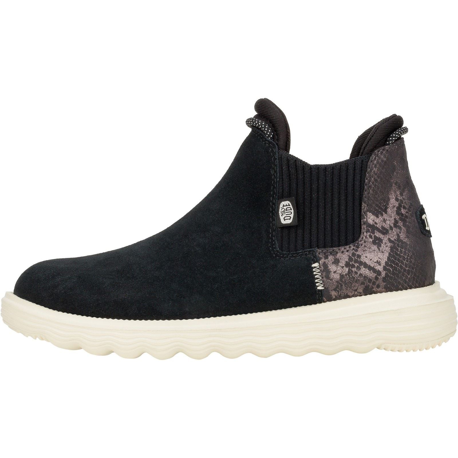 HEYDUDE Branson Novelty Leather Women's Black/Snake Boots