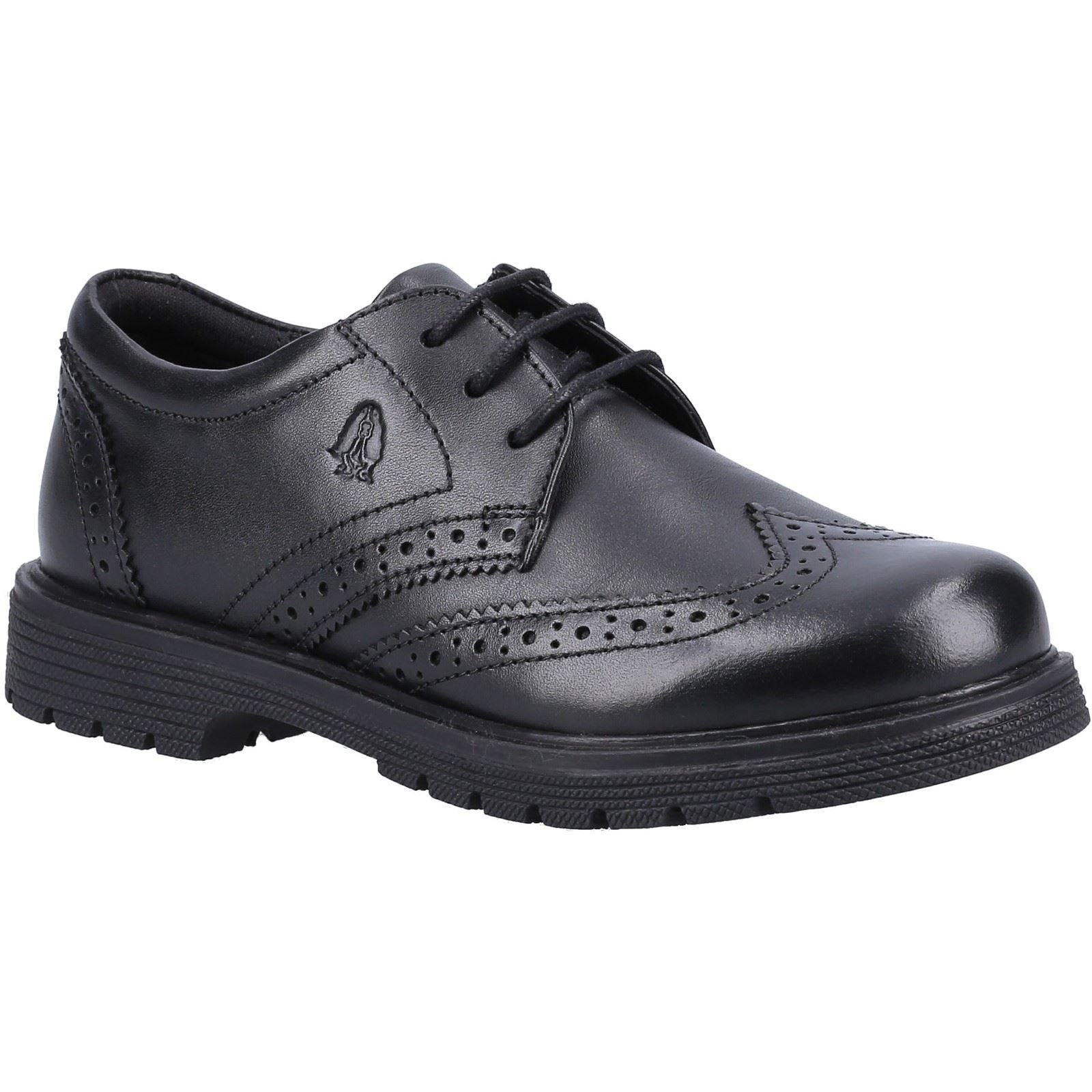 Hush Puppies Sally 2 Leather Youth Girl's Black Brogues
