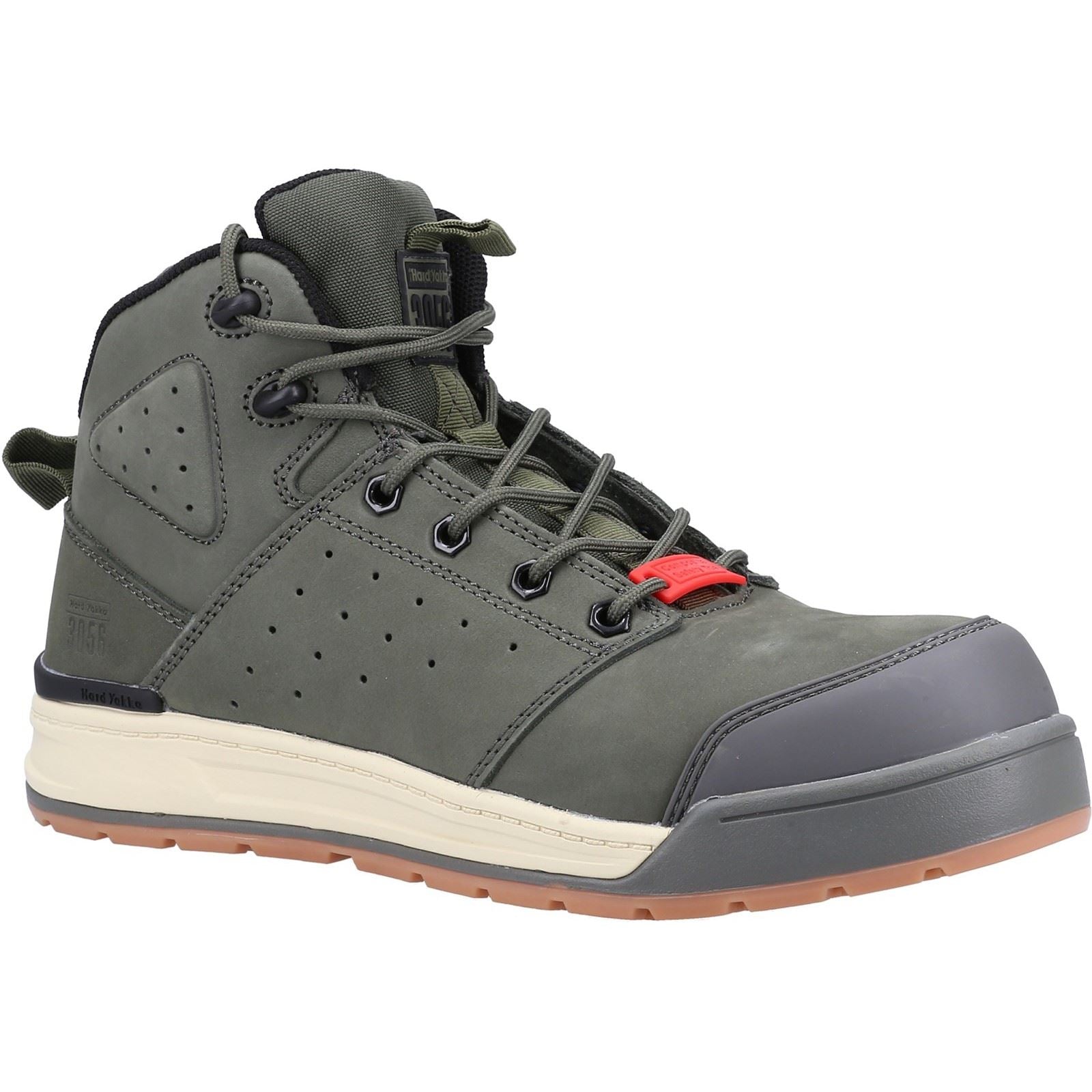 Hard Yakka 3056 Lace Zip Leather Olive Safety Boots