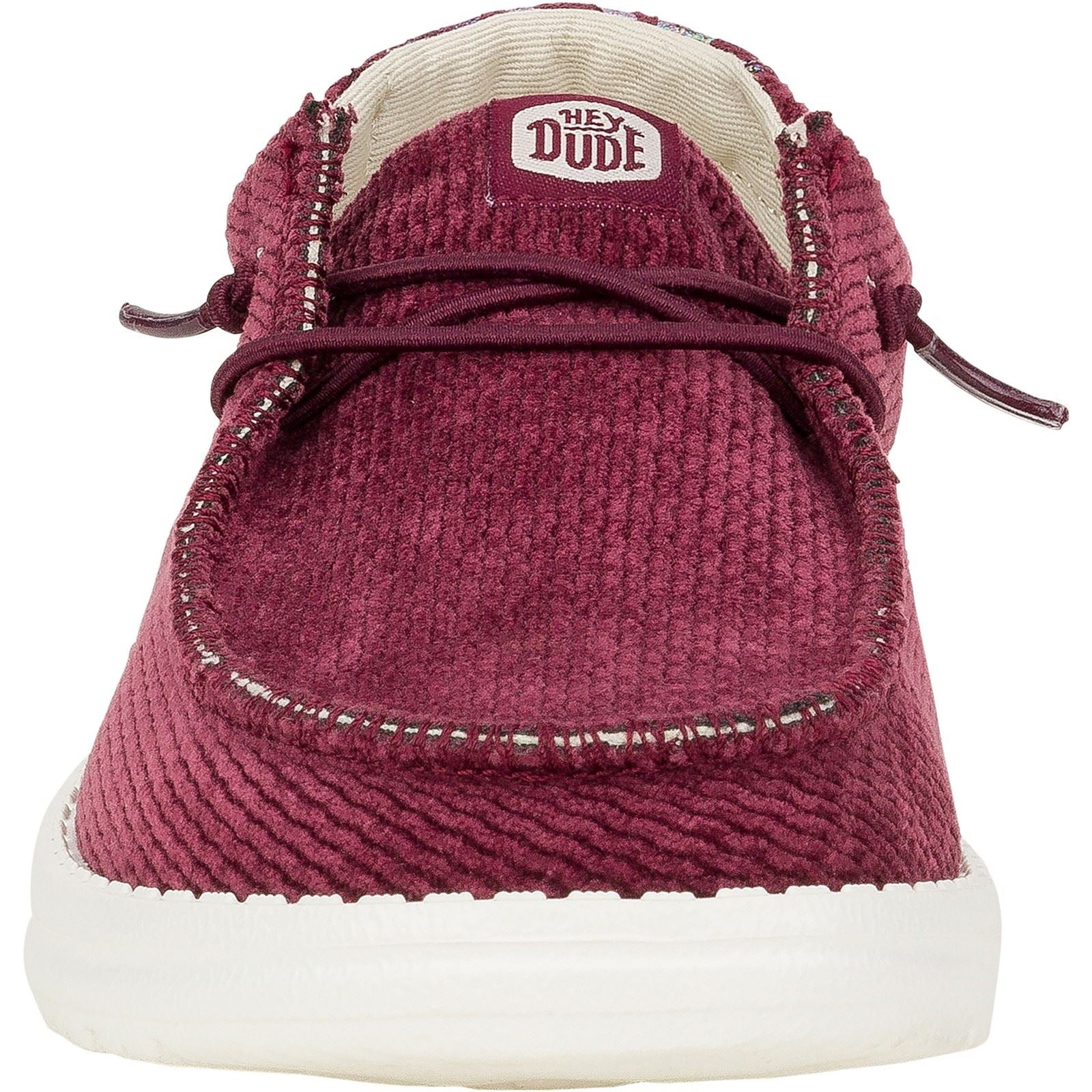 HEYDUDE Wendy Corduroy Leo Synthetic Women's Burgundy Shoes
