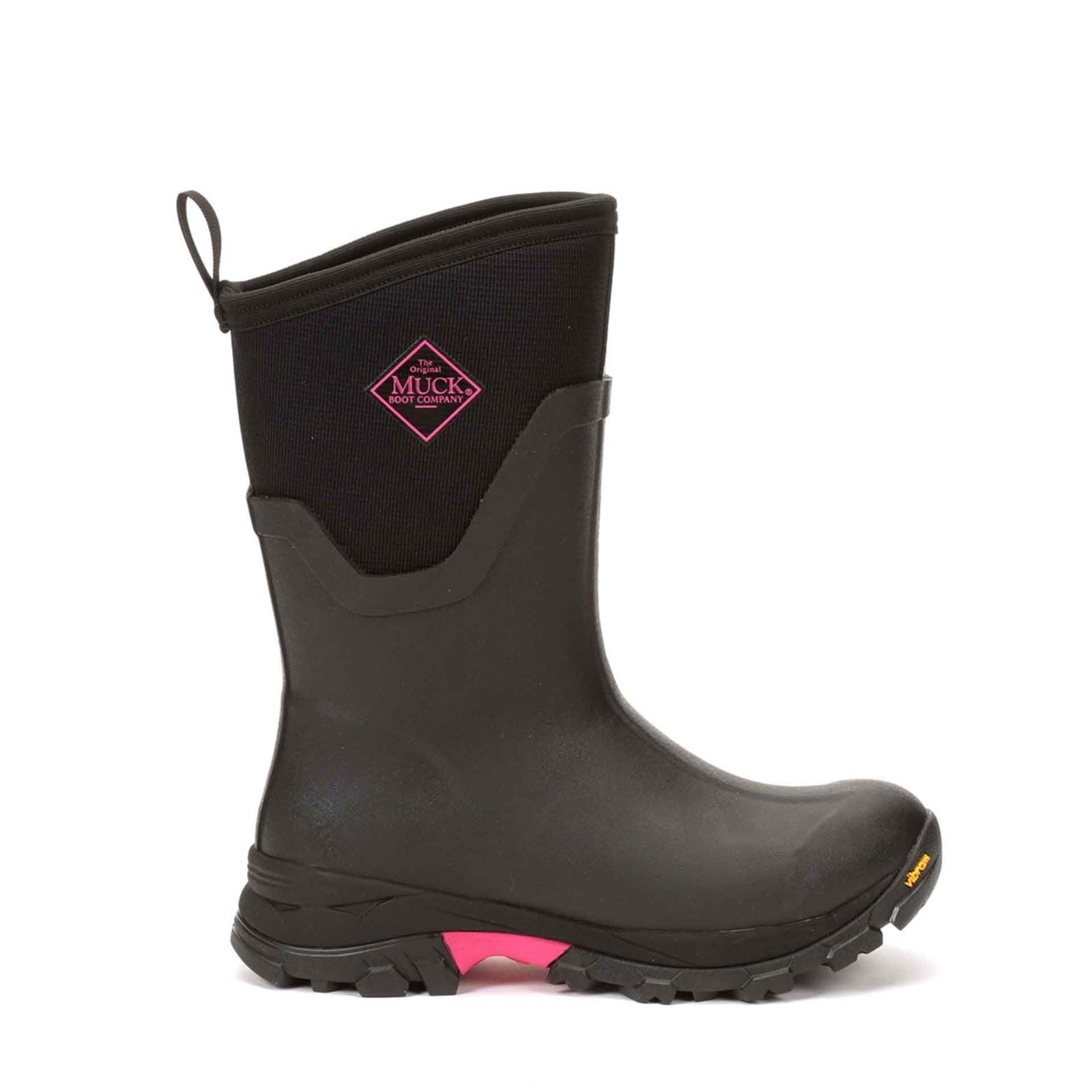 Muck Boots Arctic Ice Mid AGAT Rubber Black/Hot Pink Wellington Boots
