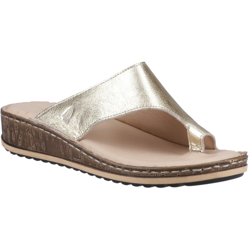 Hush Puppies Elissa Toepost Suede Women's Gold Sandals