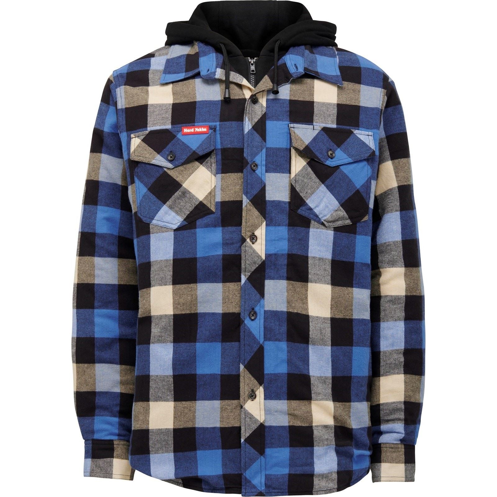 Hard Yakka Quilted Flannel Shacket Men's Blue Shirt Jacket