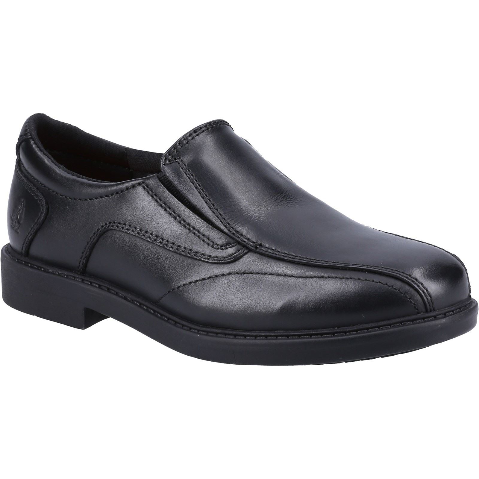 Hush Puppies Toby Leather Youth Boy's Black Loafers