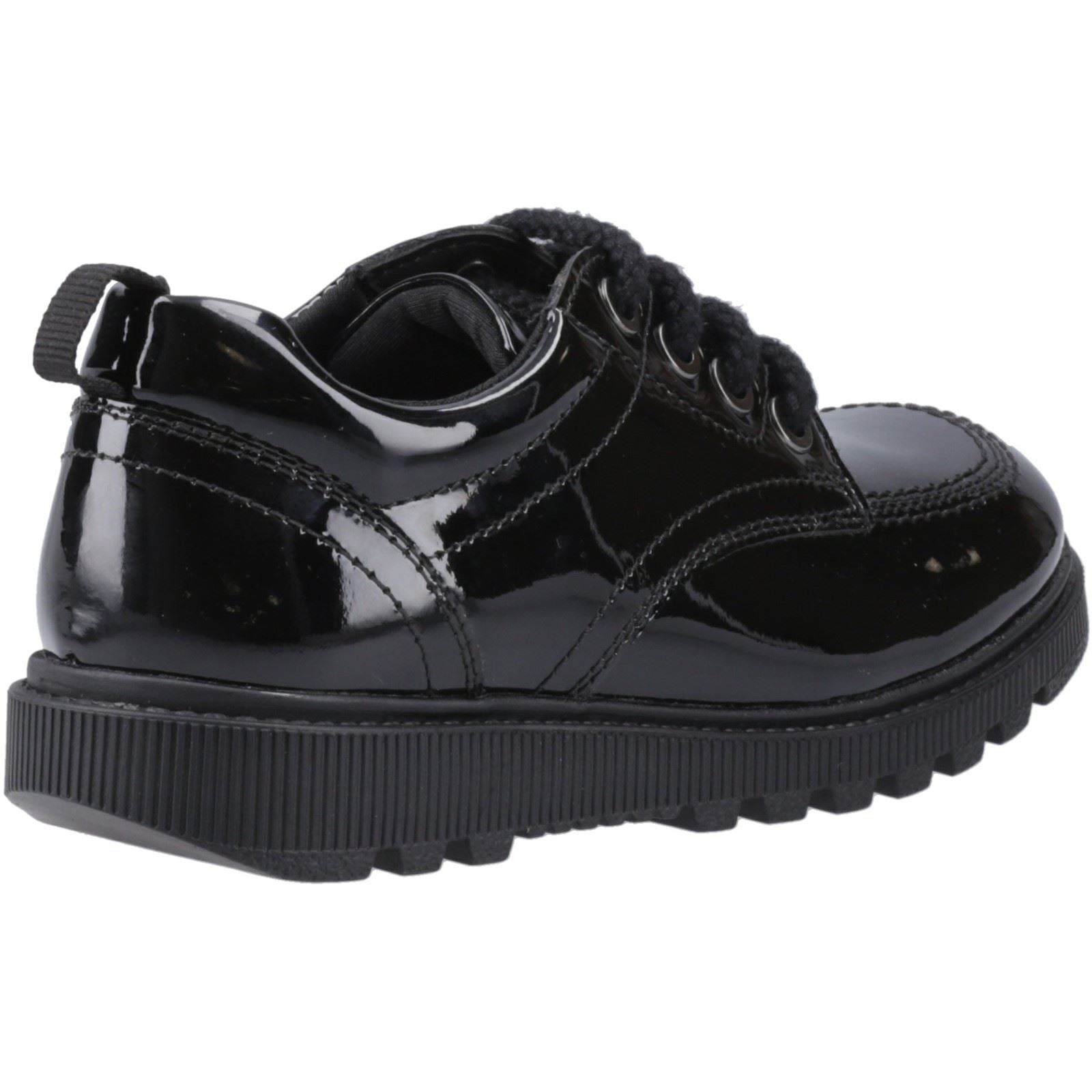 Hush Puppies Keeley Patent Leather Youth Girl's Black Lace-Up Shoes