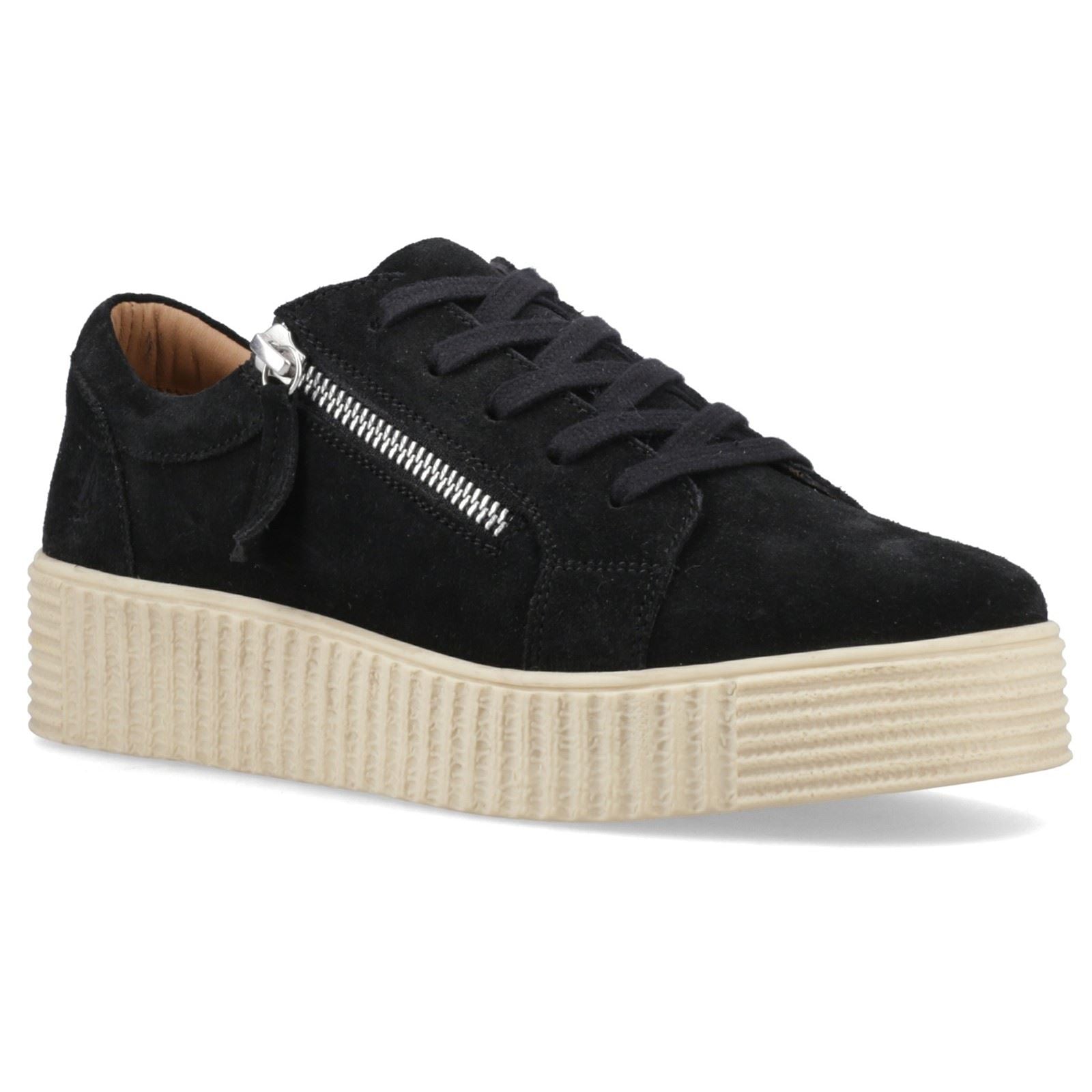 Hush Puppies Tara Suede Leather Women's Black Trainers