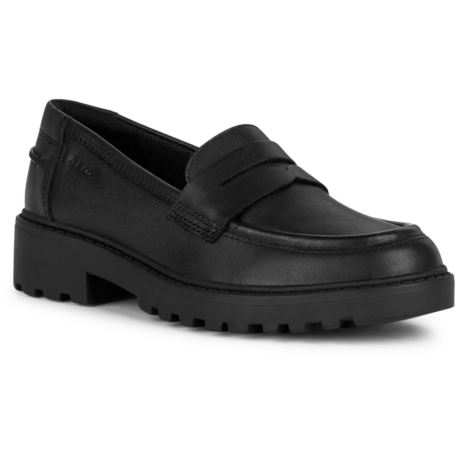 Geox J Casey G. C Leather Girl's Black Loafers