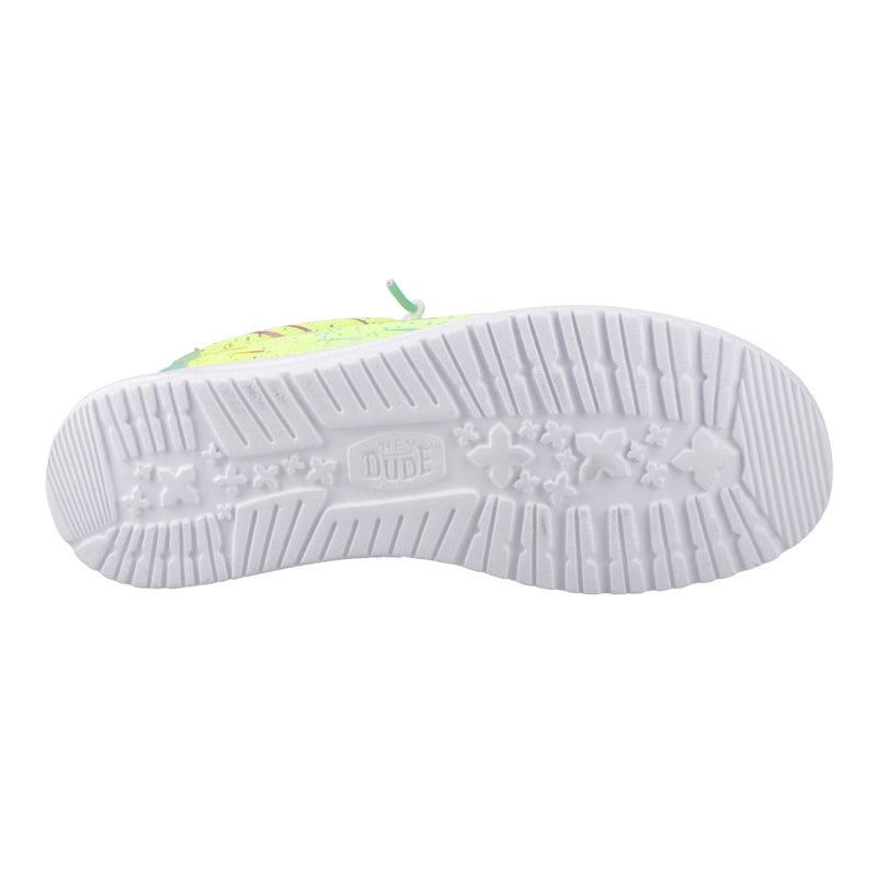 HEYDUDE Wally Party Mesh Synthetic Men's Lime Punch/White Moccasins Shoes