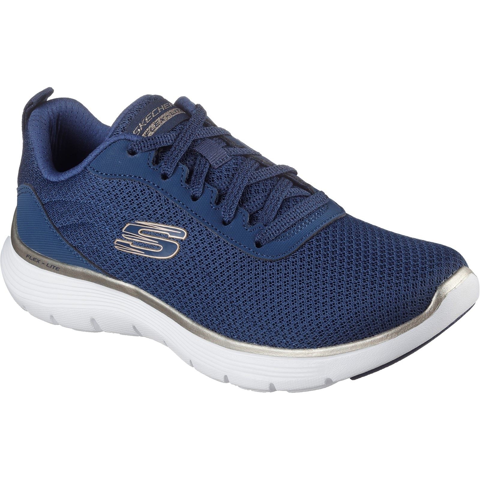 Skechers Flex Appeal 5.0 Uptake Textile Women's Navy/Gold Trainers