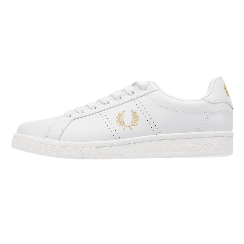 Fred Perry B721 Leather Men's White/Metallic Gold Trainers