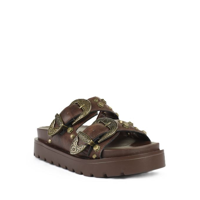 Buffalo Raya Ari West Leather Women's Brown Sandals