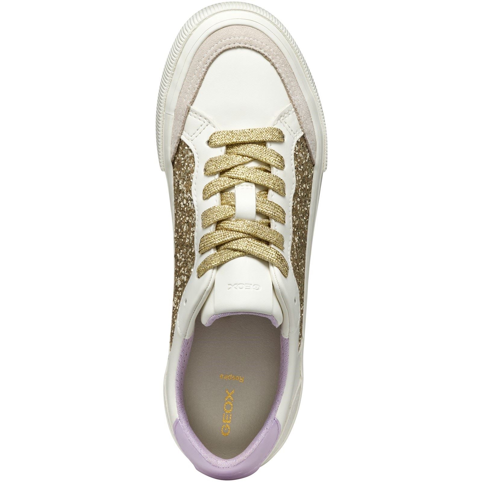 Geox D EMMELENY Women's Optic White/Light Gold Trainers
