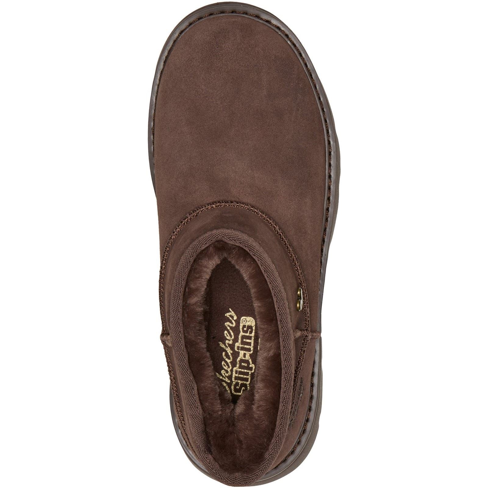 Skechers Keepsakes Cozy Mini Leather Women's Chocolate Winter Ankle Boots