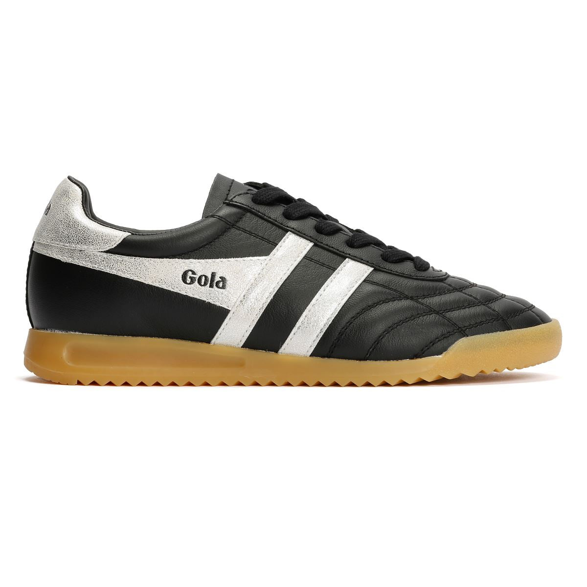 Gola Stadium Leather Women's Black/Silver Trainers