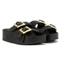Desert Fleur Super Crochet Women's Black Sandals