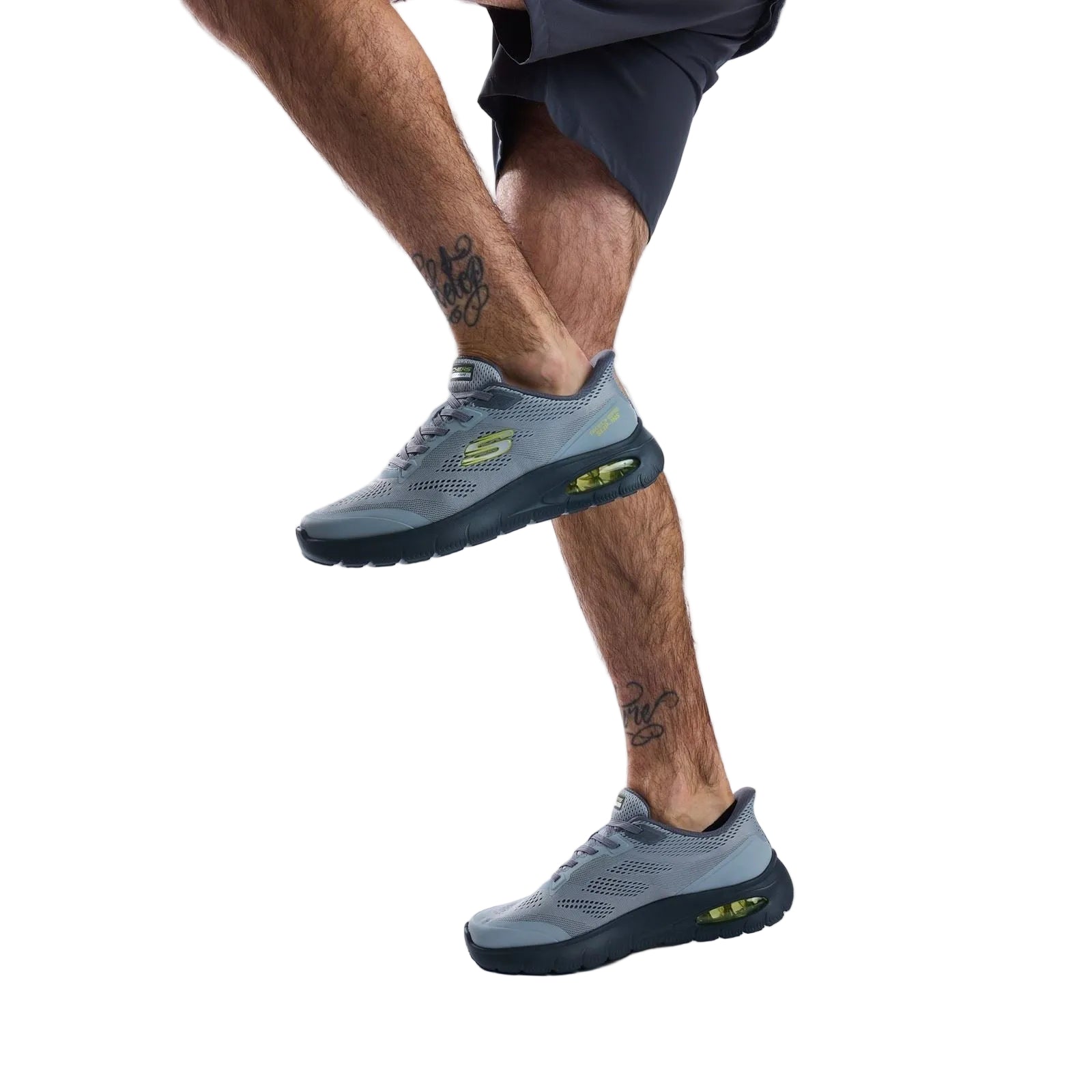 Skechers Skech-Air Summits Textile Men's Charcoal/Lime Trainers