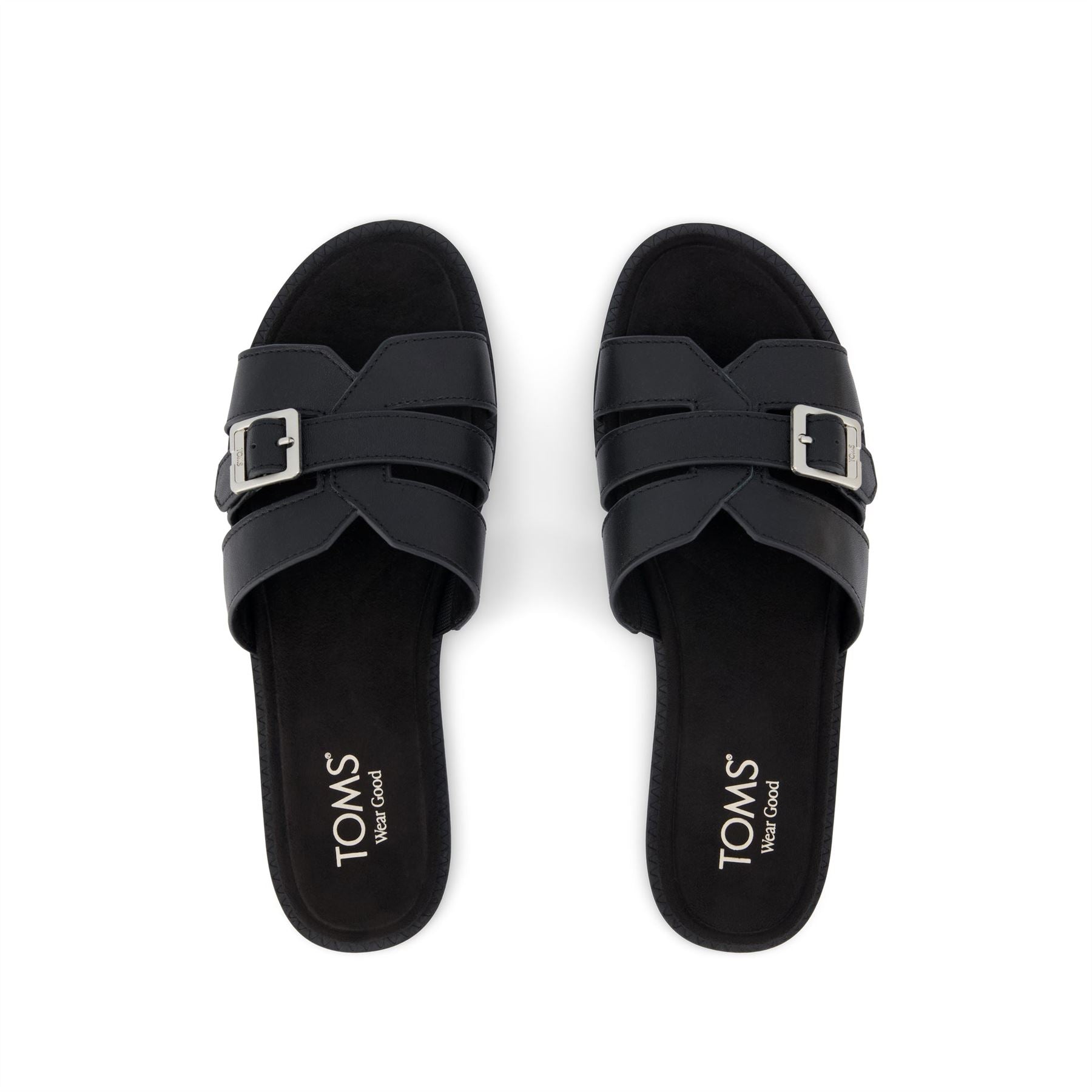 TOMS Sol Mule Leather Women's Black Sandals