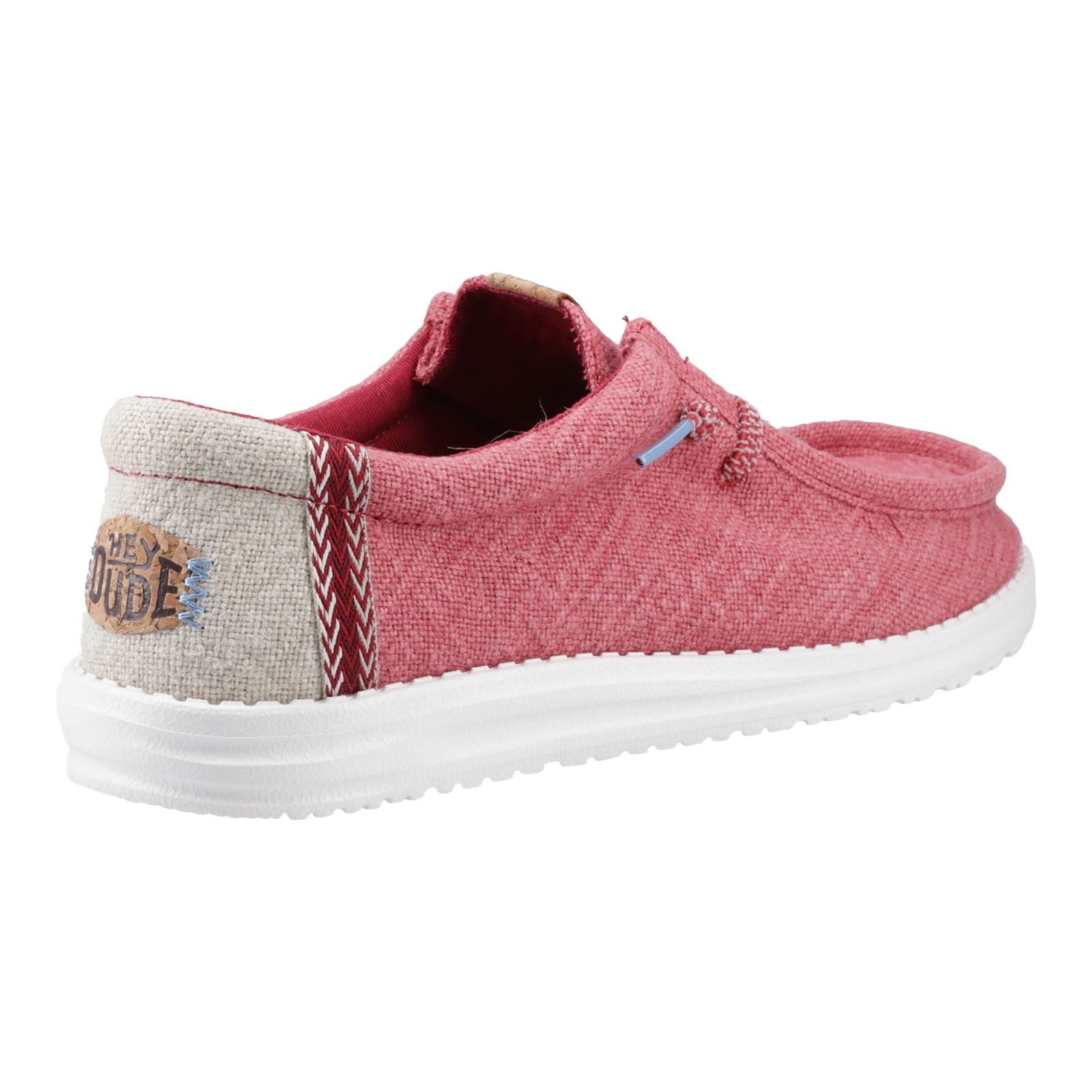 HEYDUDE Wally Jute Jute Men's Claret Red/Silver Birch Moccasins Shoes