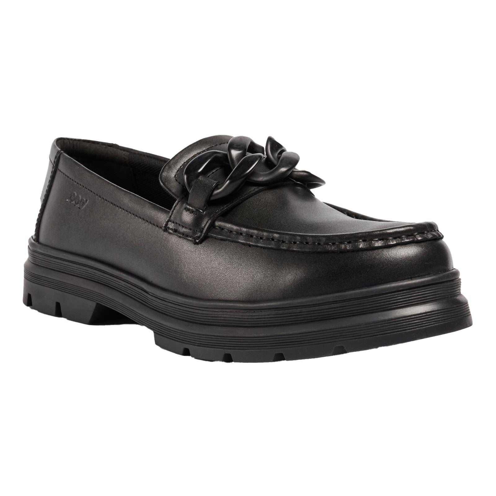 Pod Mina Leather Youth Girl's Black Loafers