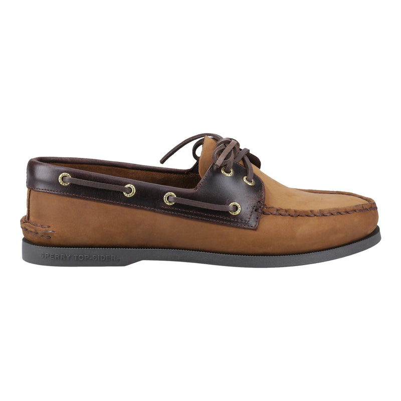 Sperry Authentic 2 Eye Leather Men's Brown Combo Boat Shoes