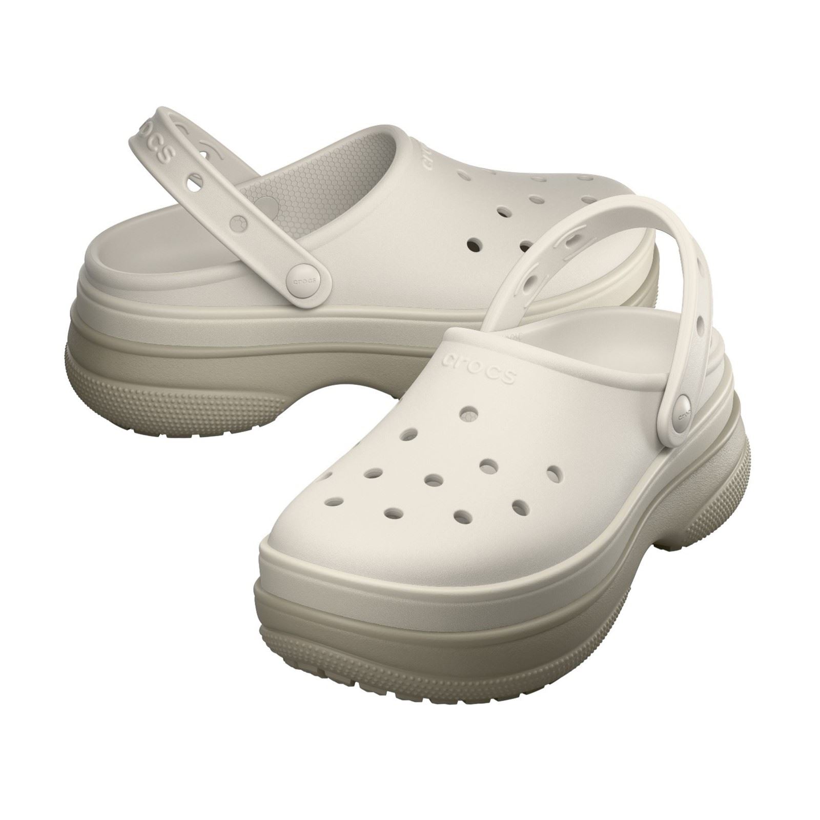 Crocs Classic Stacked Synthetic Chalk Clogs